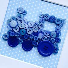 Blue Button Art Train Frame Etsy Button Art Button Crafts Button Art Projects
