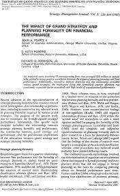 Strategic management by pearce, john a., john a. Pdf The Impact Of Grand Strategy And Planning Formality On Financial Performance