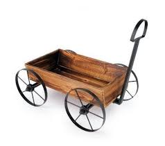 Superbe Chariot De Style En Metal Laque Noir Et Bois Decoration De Jardin De Charme Pour Jardiniere Fleurie Garden Tools Metal Book Storage