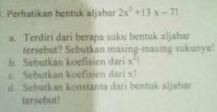 Sep 24, 2012 · macintyre c, cauchemez s, dwyer de, seale h, cheung p, browne g, et al. 4 Perhatikan Bentuk Aljabar 2x 13 X 7 A Terdiri Dari Berapa Suku Bentuk Aljabar Tersebut Brainly Co Id
