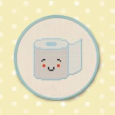 Grid lines are darker in 10 x10 sections to make reading the pattern, counting the stitches and keeping some stitchers choose to mark their fabric according to the grid lines on the pattern with a water soluble. Toilet Paper Cross Stitch Pattern Modern Simple Cute Bathroom Etsy Stitch Patterns Cross Stitch Patterns Cross Stitch