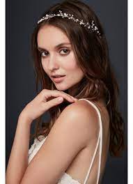 Freshwater Pearl And Crystal Sprig Ribbon Headband David S Bridal Headpiece Wedding Prom Hair Accessories Hair Accessories Veil