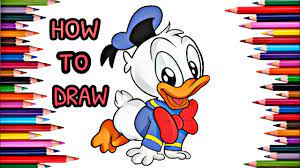 How To Draw || Baby Donald Duck || Easy Step By Step || - Youtube