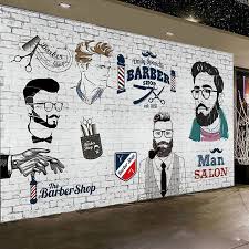 Custom Man Salon Wall Paper 3d Retro Barber Shop Hair Salon Background Mural Wallpaper 3d Industrial Decor Papel De Parede 3d Wallpapers Aliexpress