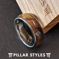Whiskey Barrel Ring Mens Wedding Band Wood Inlay Ring Etsy Rings Mens Wedding Bands Wood Inlay Rings Mens Wedding Bands Tungsten