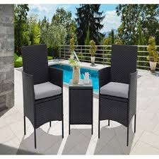 Bay Isle Home Drayton Outdoor 3 Piece Rattan Seating Group With Cushions Wayfair Bistro Set Garden Patio Furniture Outdoor Furniture Sets