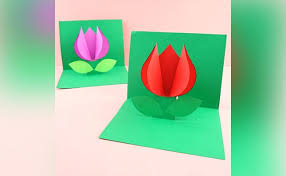 Place flower layer #2 inside layer #1, fold the tabs of each layer so the folding line matches. How To Make Pop Up Flower Card At Home Floweraura