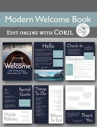 Modern Welcome Book 6 Page Vacation Home Printable Etsy Airbnb House Vacation Books Beach Rentals