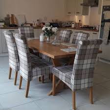 Patterned Fabric Dining Chairs In Neutral Spaces Instantly Create A Country Cottage Feel To Your Kitch Oak Furniture Land Fabric Dining Chairs Farmhouse Dining