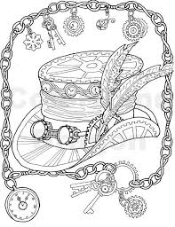 Steampunk Coloring Page Top Hat Coloring Page Steampunk Coloring