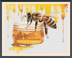 水彩画のミツバチのクロスステッチパターン：女王蜂とマルハナバチのモダンな刺繍チャート - Etsy 日本