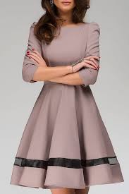Voile Spliced 3 4 Sleeve Flare Dress Fashion Dresses For Work Fashion Dresses