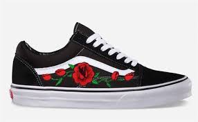 Rose Buds Custom Embroidered Vans Old Skool Skate Shoe New