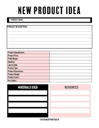 New Product Idea Business Product Worksheet Business Plan Product Idea Sheet New Product Idea Planner Business Planner Small Business Plan Business Planner Business Printables