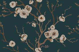 This wallpaper is crafted from vinyl, making it resistant to moisture and staining. Blue Japanese Floral Wall Mural Feathr Wallpapers