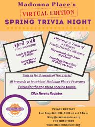 Whether you know the bible inside and out or are quizzing your kids before sunday school, these surprising trivia questions will keep the family entertained all night long. Madonna Place S Spring Virtual Trivia Event Madonna Place