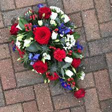 Since fallen soldiers are considered heroes, their funerals often acknowledge their service and goals. Red White And Blue Teardrop Spray Buy Online Or Call 01474 355007