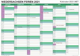 Für microsoft excel ab version 2007. Ferien Niedersachsen 2021 Ferienkalender Ubersicht