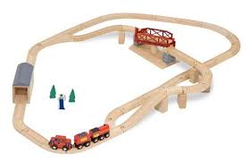 Melissa Doug Wooden Train Track Set Features 47 Pieces Of Wonderful And Amazing Train Pieces And Accessories With A S Wooden Train Set Wooden Train Toy Train