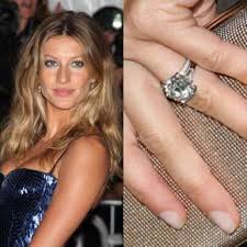 Model Gisele Bundchen Was Given A Whopper Of An Engagement Rock So Chose To Complement Not Ove Celebrity Engagement Rings Engagement Wedding Rings Engagement