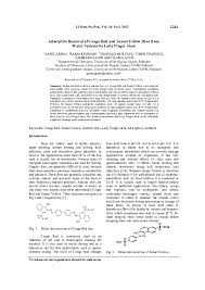 View congo red research papers on academia.edu for free. Pdf Adsorptive Removal Of Congo Red And Sunset Yellow Dyes From Water Systems By Lady Finger Stem Shahzad Murtaza And Tariq Mahmud Academia Edu