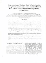 PDF) Determination of Optimal Dose of Tasks Practice during Constraint  Induced Movement in a Patient with Severe Shoulder Pain following Stroke: a  Case Report