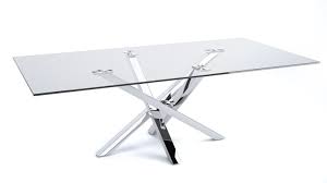Table plateau en verre à québec. Table A Diner En Verre Trempe Et Pietement Metal Argo Mobilier Moss
