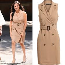 Meghan Markle Wears Banana Republic Trench Dress For Solo Visit Dress Like A Duchess Khaki Dress Trench Dress Megan Markle Dress