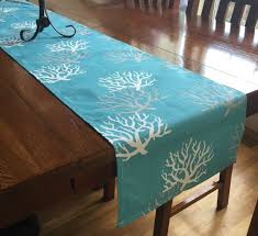 Aqua Coral Table Runner One Coastal Blue Wedding Table Decor Beach Table Decor Ocean Tablecloth Sea C Beach Table Decorations Coral Table Sea Coral Decor