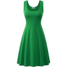 Herou Women Summer Beach Casual Flared Tank Dress Large Dark Green 19 Liked On Polyvore Featuri Flare Dress Casual Summer Flare Dress Midi Dress Casual