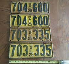 Vintage California 1925 License Plate Pairs 703 335 And 704 600 Vintage California License Plate Novelty Sign