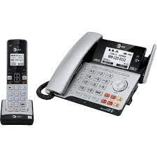 At T 2 Line Corded Cordless Phone Answering Machine Tl86103 Silver Black Best Buy Canada