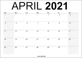 April 2021 Calendar Printable Monthly Calendar Free Download Hipi Info Calendars Printable Free
