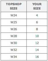 topshop uk size chart we checked and womens clothes