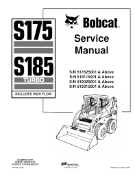 bobcat s185 skid steer loader service repair manual s n