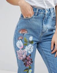 Painted Floral Boyfriend Jeans Painted Jeans Art Clothes Latest Fashion Clothes