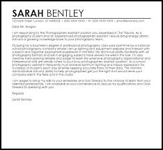 Cover letter for photographer job. Photographers Assistant Cover Letter Sample Cover Letter Templates Examples