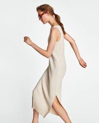 Side vented knit dress zara. Ribbed V Neck Knit Dress With Straps And Side Vents At The Hem Height Of Model 178 Cm 5 10 Dresses Knit Dress Flapper Dress