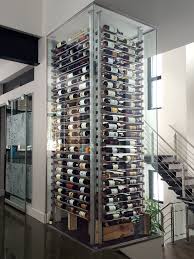 Cave A Vin En Verre Et Noyer Naturel Millesime Wine Racks Home Wine Cellars Glass Wine Cellar Wine Cellar Design