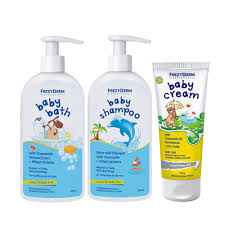 Frezyderm baby shampoo 300ml + bath 300ml + hydra milk 200ml + cream 175ml + oil 200ml + gums gel 25ml + laundry 1lt. Paketo Baby Shampoo 300ml Baby Bath 300ml Baby Cream 175ml Health Corner