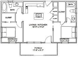 36x20 House 2 Bedroom 2 Bath 720 Sq Ft Pdf Floor Plan Instant Download Model 3b In 2021 Guest House Plans Tiny House Floor Plans Small House Floor Plans