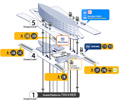 Tgv Rer Train Station Map And Directions For Terminal 2 Paris Charles De Gaulle Airport Easy Cdg Train Station Map Rer Train Train Station