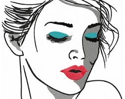 Disegno di ricamo del volto di una donna alla moda: file per macchina  Silhouette
