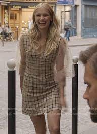 It is certainly refreshing to see razat once again following her breakout role in emily in paris, and we are excited to see her emerging involvement in the fashion industry as her. Wornontv Camille S Beige Plaid Sleeveless Dress On Emily In Paris Clothes And Wardrobe From Tv