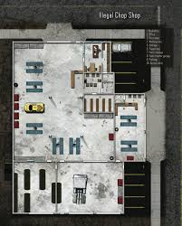 Illegal Chop Shop Shadowrun Floorplan Tabletop Rpg Maps Shadowrun Modern Map