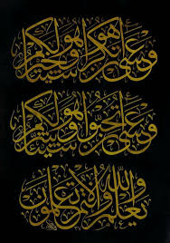 وعسى ان تكرهوا شيئا وهو خير لكم وعسى ان تحبوا شيئا وهو شر لكم والله يعلم وانتم لا تعلمون Islam Hat Sanati Tezhip Ve Sanat