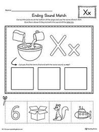 Letter X Ending Sound Picture Match Worksheet Kindergarten Letters Kindergarten Worksheets Preschool Worksheets