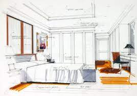 Bedroom purple walls frames 48 new ideas. Interior Sketch By Pencil And Pen Color Free Hand Sketch Of A Master Bedroom Stock Photo Picture And Royalty Free Image Image 10373199