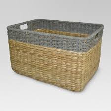 13 25 X22 Seagrass Extra Large Rectangle Storage Basket With Gray Trim Threshold Storage Baskets Rectangle Storage Decorative Storage Baskets