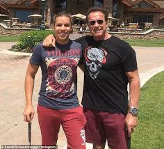 Arnold alois schwarzenegger was born july 30, 1947, in the town of thal, styria, austria, to aurelia schwarzenegger (born jadrny) and gustav schwarzenegger, the local police chief. Arnold Schwarzenegger Sends Secret Son Joseph Baena Love For His 22nd Birthday Daily Mail Online